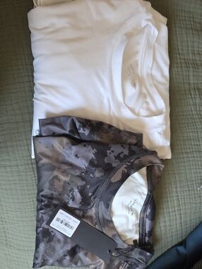 Camouflage Print Tee & White Tee Set